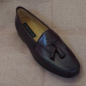 MEZLAN TEANO MEN'S BROWN LEATHER TASSEL LOAFERS SIZE 10.5 M MADE IN SPAIN NWOB